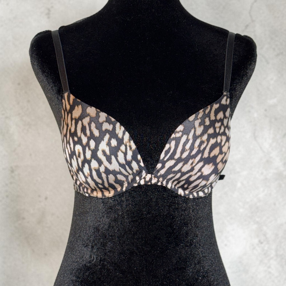 Victoria's Secret Leopard Print Push-Up Bra 32C Animal Print Underwire 406471